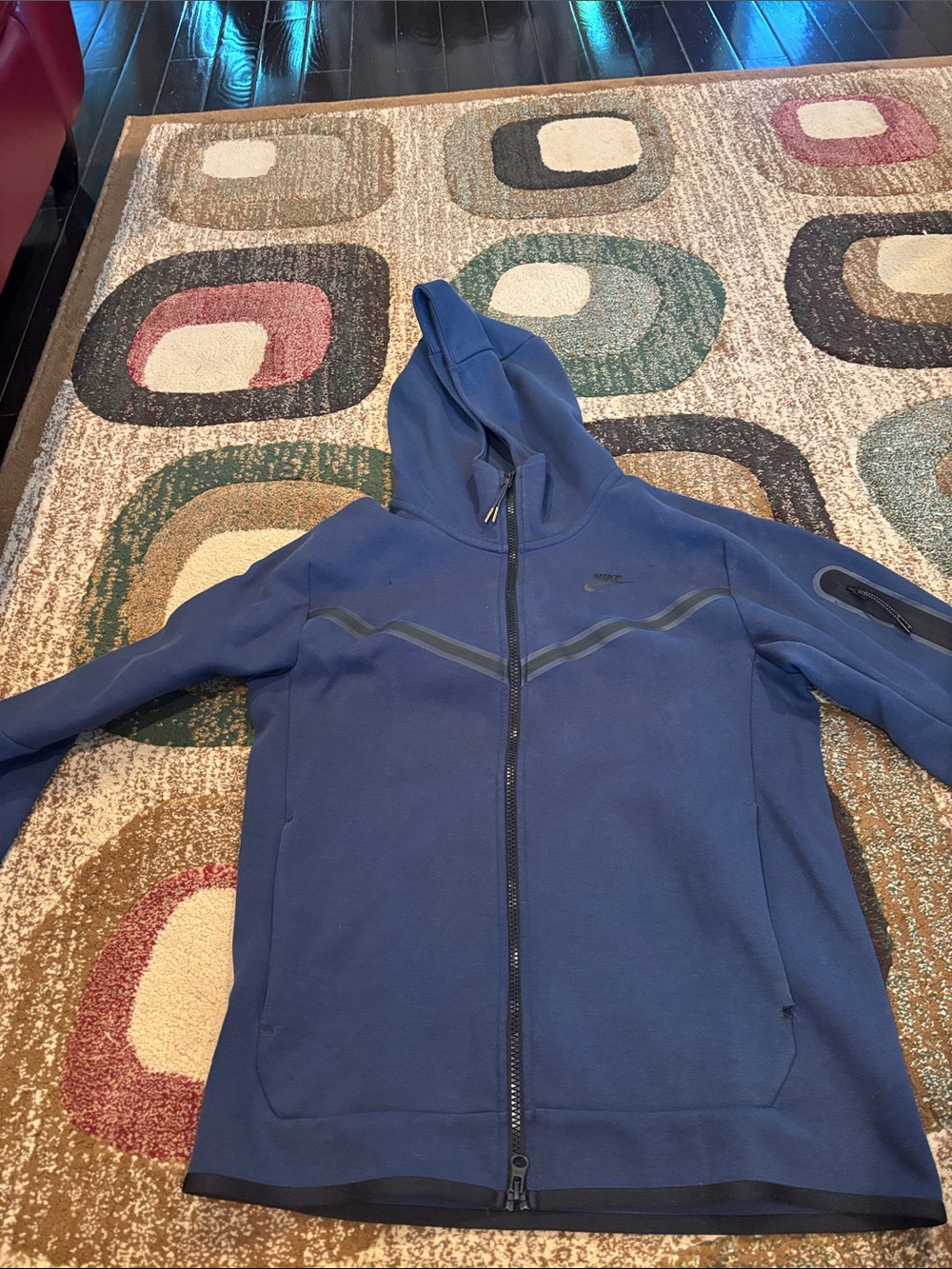 NIKE TECH Blue Full-Zip Hooded Jacket